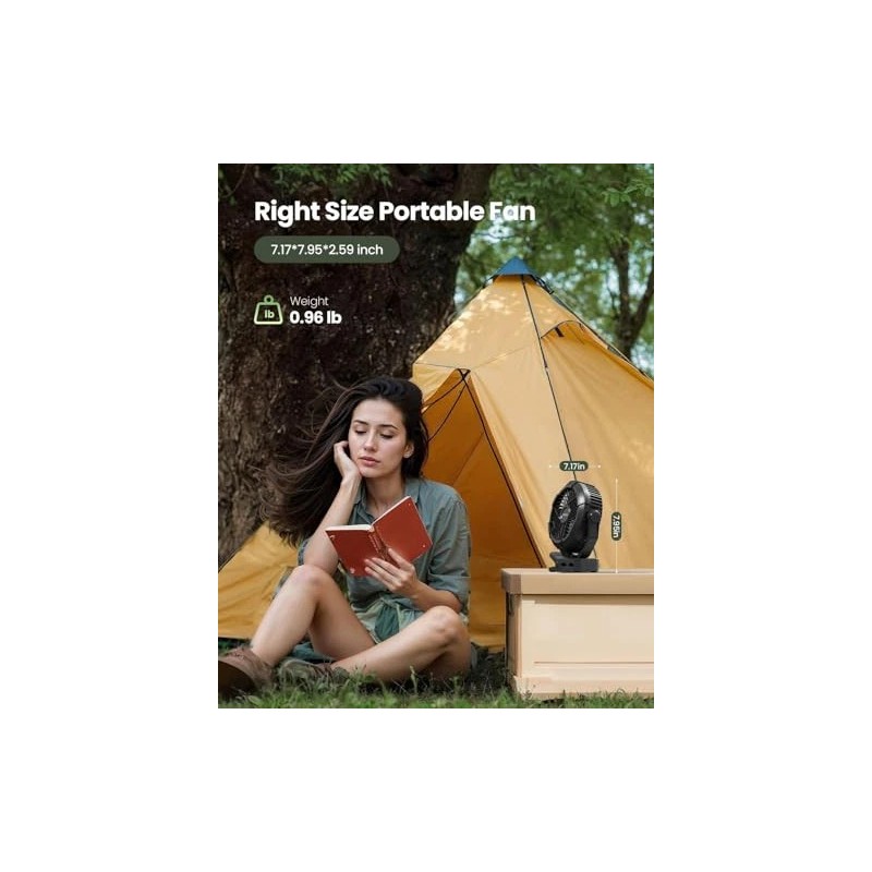 Gaiatop Portable Camping Fan with LED Lantern, 360°Rotation and Clip