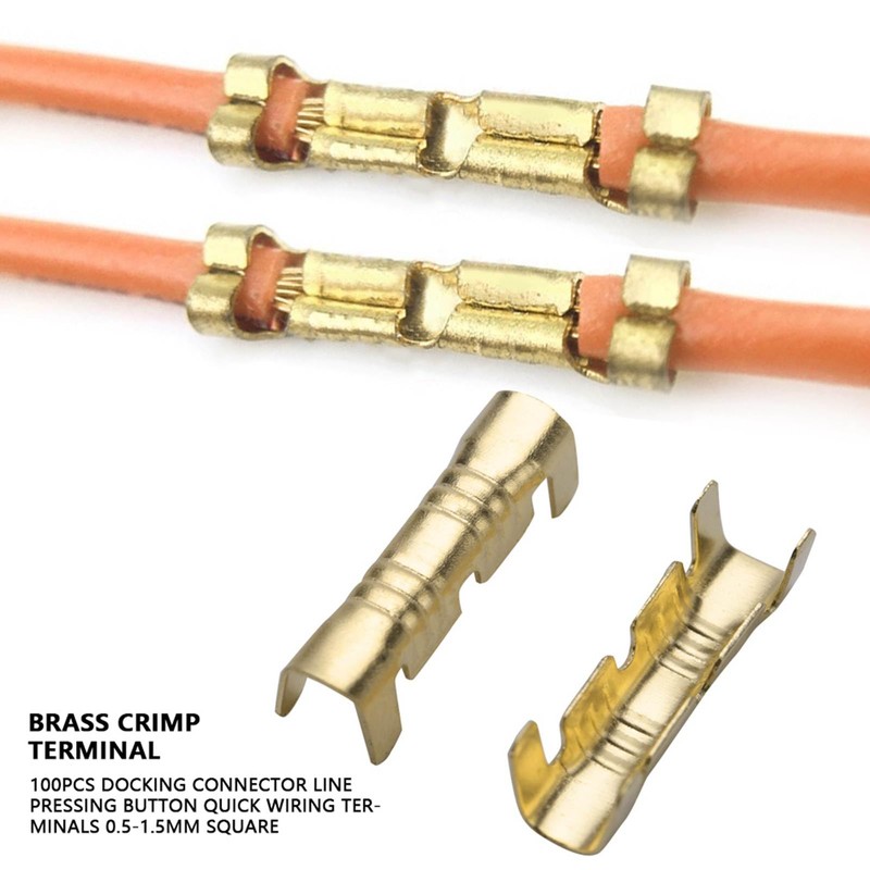 100Pcs Brass Crimp Terminals, U-Shaped Wire Docking Connector Line Pressing