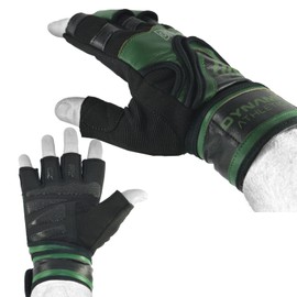 Dynamix Athletics Contron Combat Training Gloves Green - Fitness Gloves Gym Gloves for Strength Training Made of Leather (L)