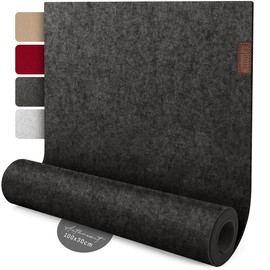 smøla Design Table Runner Grey Felt I 100 x 30 cm Table Runner I Scandinavian Felt Runner Table Washable with Leather Label - Table Runner Winter, Anthracite