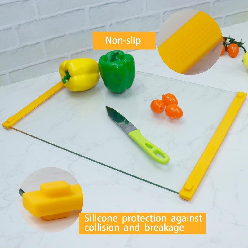 LANGBOHOS 2 PCS Tempered Glass Cutting Board for Kitchen with
