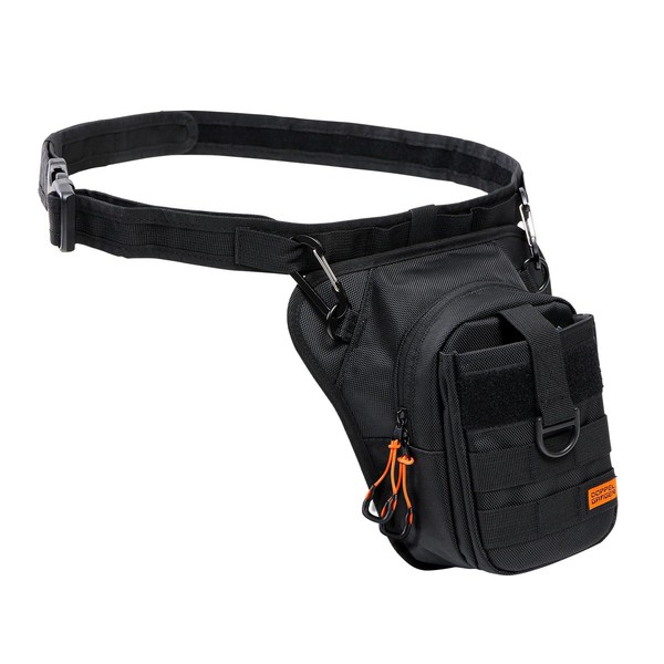 DOPPELGANGER DBT568-BK Riders Holster Bag 2 [Motorcycle Body Bag] Capacity 1.5L Tactical Belt Carabiner Included
