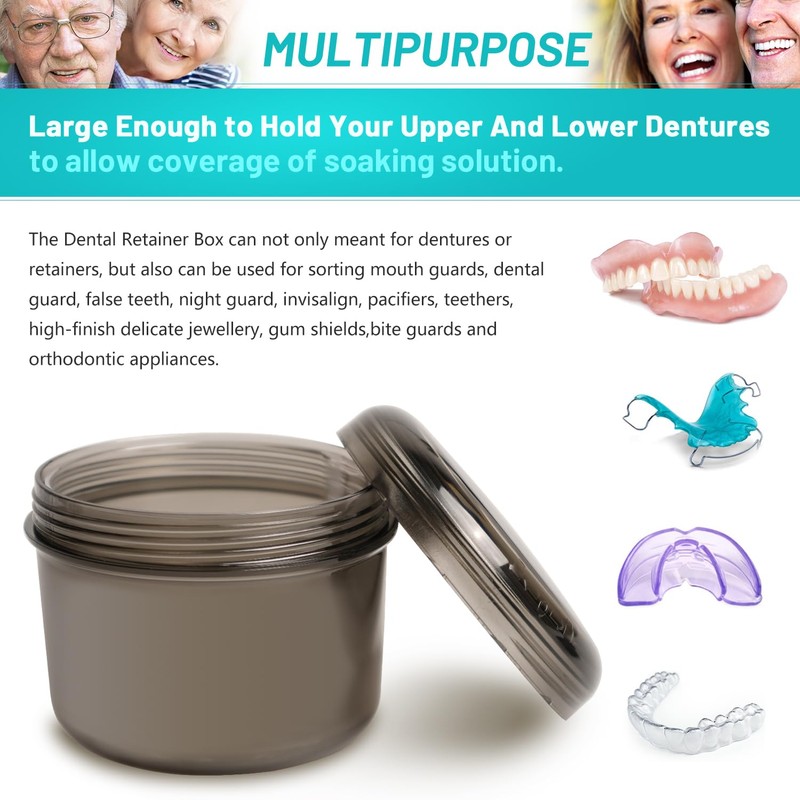 Mckkor Denture Bath Case Box, Leak Proof Denture Cups for