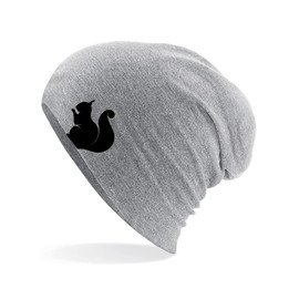 Huuraa Beanie Squirrel Silhouette Unisex Hat Size with Motif for All Animal Lovers Gift Idea for Friends and Family, heather grey