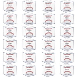 24 Pack Baseball Display Case, UV Protected Acrylic Boxes for Display,Clear Display Case Baseball Cube Memorabilia Showcase Autograph Ball Protector…