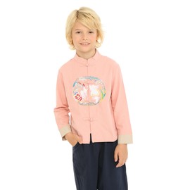 Mud Kingdom Chinese Jacket Cute for Toddler Boys Traditional Embroidery Jacket Cute Tang Red 4T