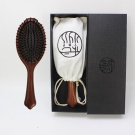 Paddle Hair Brush, Wooden Hair Brush, Hair Brush Set with Air Cushion, Spa Comb, Reduces Frizz, Massages Scalp, Comb for Women and Men, For Straight Curly Wavy Curly Wet and Dry Hair, Thick or Fine Hair (Elliptical)
