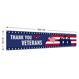 Thank You Veterans Banner Patriotic Festival Flag 120 x 20 Inch With 6 Brass Grommets for Outdoor House Yard Lawn Fence Garden Decor (Veterans)