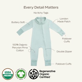 MON CHOU Convertible Footie Pajamas - Premium Pima Cotton Newborn Sleepers - Organic Cotton Baby Pajamas - Newborn Onesie (Meadow, 6-9 Months)