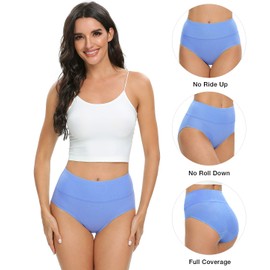 Altheanray Womens Underwear Cotton Briefs - High Waist Tummy Control Panties for Women Underwear Soft (1002M-Blue5)