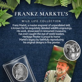 Heritage Pewter Moose Flask | 8 Ounce Liquor Flask Container - Stainless Steel | Intricately Crafted Metal Pewter Moose Inlay