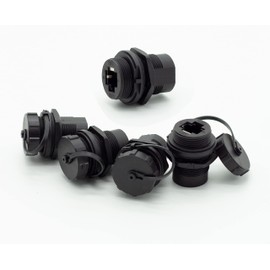 5 conectores RJ45 hembra a hembra para montaje en panel, CAT6 y 5, con tapón antipolvo impermeable IP67