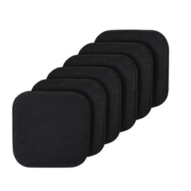 GoodGram 6 Pack Non Slip Ultra Soft Chenille Premium Comfort Memory Foam Chair Pads/Cushions - Assorted Colors (Black)