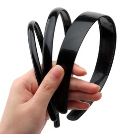 AMCAMI 3 Pieces Plastic Headbands Black Headbands for Women Non Slip Comb Plain Head Band with Teeth Hair Accessories