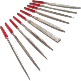 Phoenix Diamond File, 5.5 inches (140 mm) x Set of 10 (For Guitar Maintenance) Frett, Nut, Saddle, Bridge, Pickguard Polishing, Vinyl Grip Included