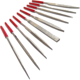 Phoenix Diamond File, 5.5 inches (140 mm) x Set of 10 (For Guitar Maintenance) Frett, Nut, Saddle, Bridge, Pickguard Polishing, Vinyl Grip Included