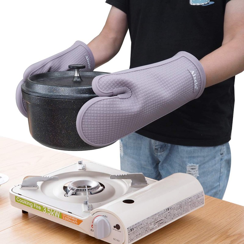 Alselo Oven Mitts Heat Resistant Silicone Kitchen Gloves for 550