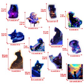 GTOTd Colorful Space Galaxy Cat Accessories Decoration Fridge Magnet（12 Pack） Fun Tie Dye Merch Party Supplies Accessory Gifts Cruise Door Room Decor Magnetic Bumper Cabinets Sticker Decal Reusable
