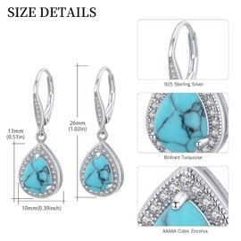 Malachite / Moonstone / Turquoise Earrings Silver 925 Hoop Earrings for Women Girls Jewellery Gifts for Women Children Mum Wife Girlfriend Daughter, Silver, Created Zircon