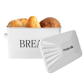 DreamsEden Large Bread Box, Metal Loaf Storage Container for Kitchen Countertop (White)