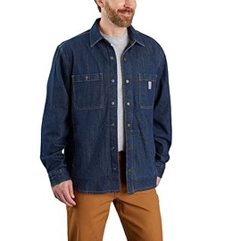 Carhartt Men's Relaxed Fit Denim Fleece Lined Snap-Front Shirt Jac, Glacier, XX-Large