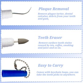 UBLNNFY Dental Picks 4PCS Portable Dental Tooth Picks Teeth Eraser Teeth Stain Remover Mini Travel Plaque and Tartar Remover Dental Tool Set for Teeth Cleaning with Keychain