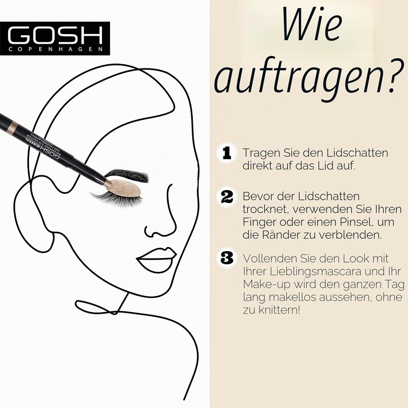 GOSH Mineral Waterproof Eye Shadow, Rotating Eyeshadow Pen with Creamy