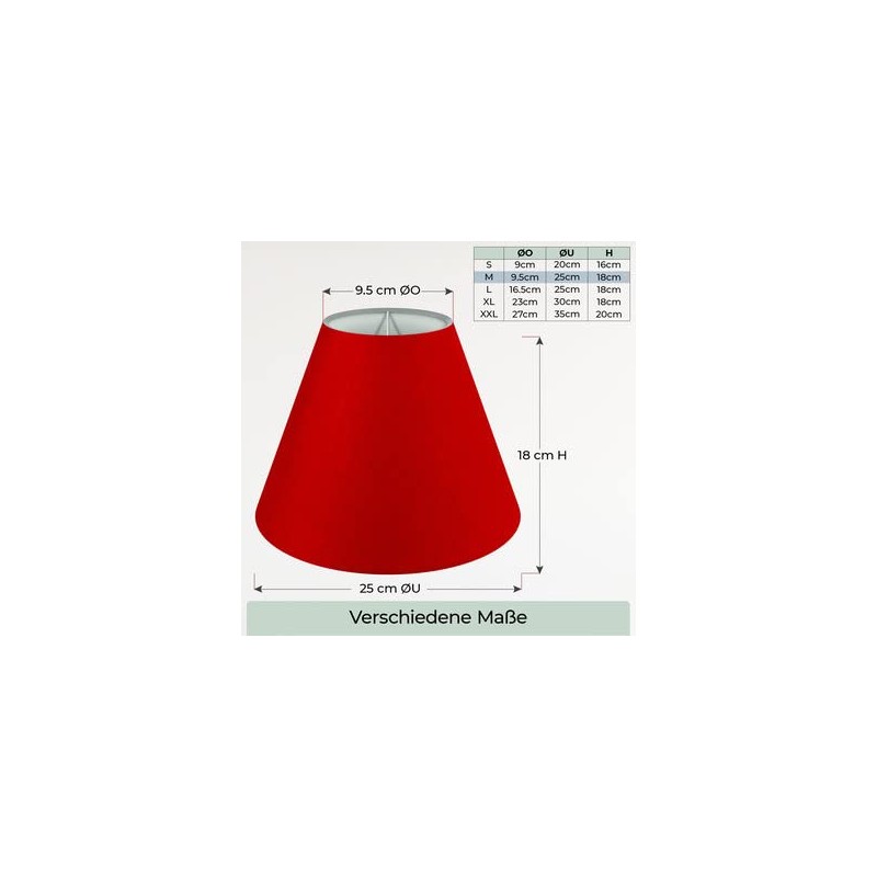 Wogati® Lampshade, Various Sizes and Colours, Colour: Red / Size: