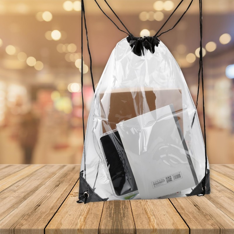 Rumyve Drawstring Fitness Bag,PVC Clear Drawstring Bag,Waterproof Sports Backpack String