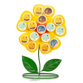 Made Easy Kit Front Facing Countertop Coffee Pods Holder - Compatible with K-Cups Practical meets Whimsical - Coffee Bar Decor for Home Café Kitchen Nook (Yellow Sunflower)