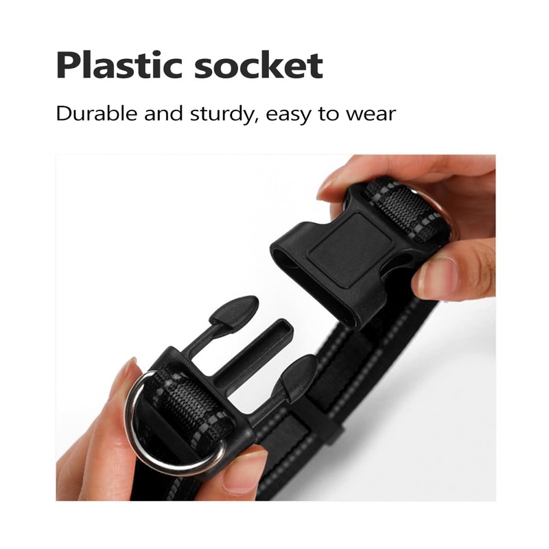 Dog Collars, Reflective Adjustable Dog Collar with Safety Buckle Metal