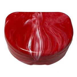 Sedroc Marble Mouthguard Case with Snap Lid (Red/White)