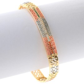 neXxtten Three Tone Copper Metal Gold Plated Latch Bracelet With Cubic Zirconia GB1012...