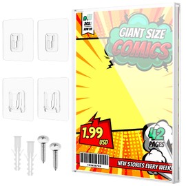 Clear Display Case for Comic Book, Acrylic Comic Book Frame Wall Mount, Collectible Comic Book Storage, UV-Protection Display Comic Book Showcase for Current Silver Age Comic Books (10.6'' x 6.8'')