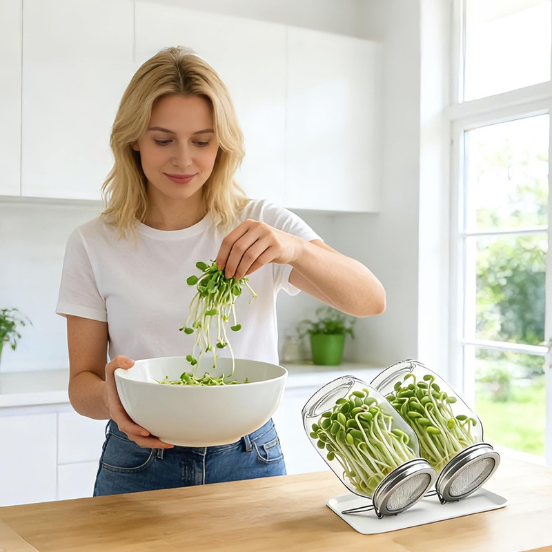 2 Pack Sprouting Lids for Wide Mouth Mason Jars, Reusable