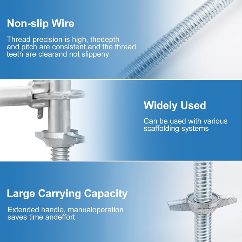 18" Scaffold Adjustable Leveling-Jack Parts - Yzzwer Galvanized Solid Threaded