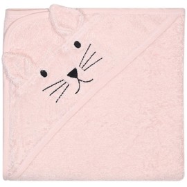 Kindsgut Kapuzenhandtuch Katze aus 100% zertifizierter Baumwolle, kuschelig weich für Babys und Kleinkinder, ideal für zuhause oder unterwegs, Rosa
