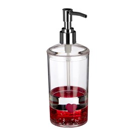 Premier Housewares Acrylic Lotion/Soap Dispenser, Transparent/Red, 7 x 7 x 19 cm