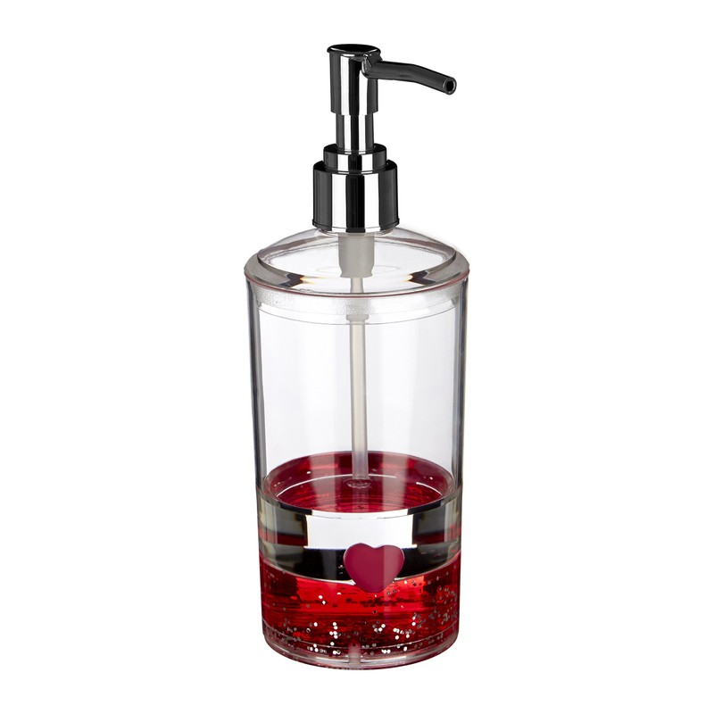 Premier Housewares Acrylic Lotion/Soap Dispenser, Transparent/Red, 7 x 7 x