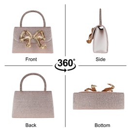 Sparkling Evening Clutches for Women Top Handle Rhinestone Handbags Ladies Luxury Cocktail Party Bling Chain Satche(Sparkling Gold)