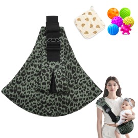 Baby Sling Carrier, Adjustable Baby Carrier, Adjustable Sling Easy Toddler Carrier Comfortable Baby Wrap Carrier Baby Carrier Wrap for Newborn Up to 3-36 Months (Leopard Green)