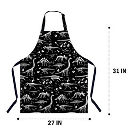 Xuwenz Black and White Dinosaur Apron Adjustable Neck Bib Apron for Men Women,Suitable for Kitchen Cooking Waitress Chef Apron