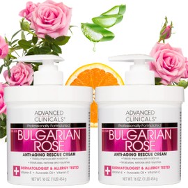 Advanced Clinicals Bulgarian Rose Crema de rescate antienvejecimiento Crema hidratante para el cuidado de la piel para piel seca, manchas de edad y...