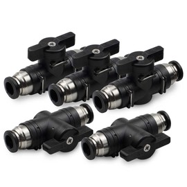 Bwintech 5 Pcs 6mm Pneumatic Ball Valve Push to Connect Fittings BUC Air Flow Control Valve Straight Quick Connect Air Hose Fittings