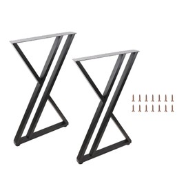 iWEDN Dining Table Legs - Heavy Duty Metal Legs, Set of 2 (60cm Width, Z Shape) for Dining/Coffee/Office Tables, DIY Home Furniture