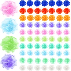 72 Lufas de Baño Bola de Esponja de Malla de Ducha Mini Lufa Corporal de Tamaño de Viaje Puf de Baño de Ducha Exfoliante de Colores Surtidos para Niños Mujeres Hombres Baño Lavado (72)