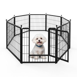 Simple Deluxe Dog Playpen, 24" Height 8-Panel Heavy-Duty Structure for Yard and Camping, Designed Specifically for Indoor and Outdoor Activities of Puppies/Small Dogs, Black