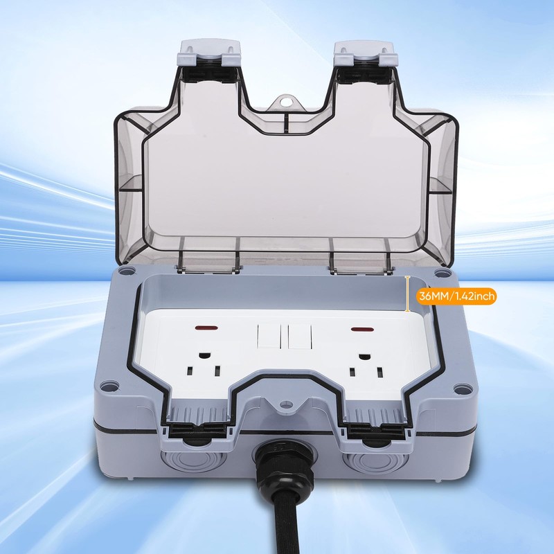 XINYIELE Outdoor Power Outlet,Outdoor Extension Cord Waterproof Double Wall Outlet