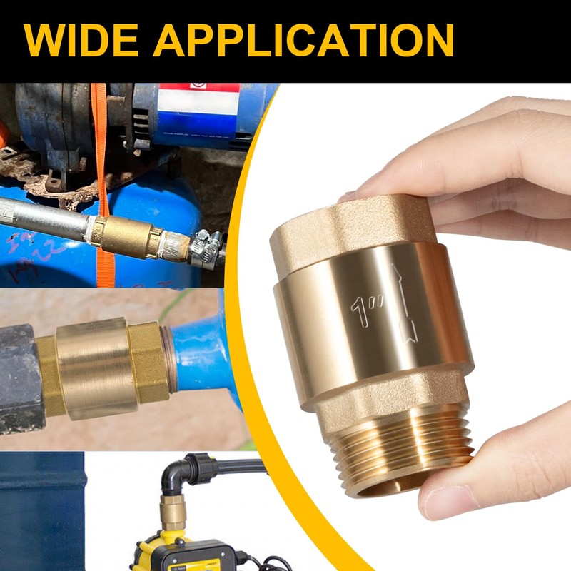 One Way Brass Check Valve, 1" NPT male in/ 1"