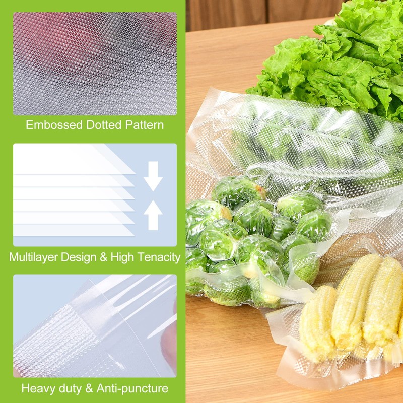 Bonsenkitchen Vacuum Sealer Rolls Bags, 6 Pack 3 Rolls 11"